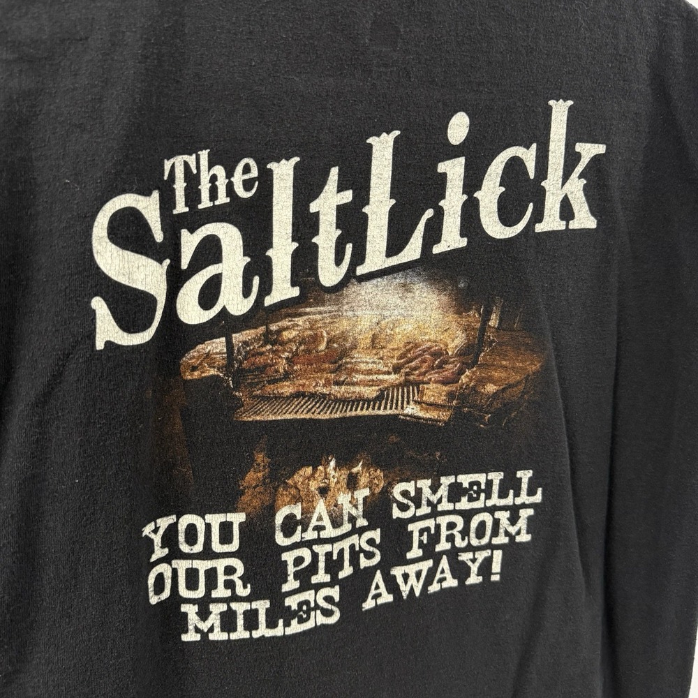 Salt Lick BBQ T Shirt Mens Large Texas Barbecue Graphic Faded Black Tee - Picture 3 of 5